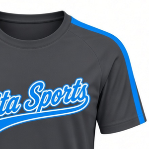 Maillot de sport imprimé gris-bleu à manches courtes pour équipe, tenue de performance pour entraînement et match, 100 % coton - Product Image 5