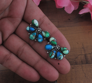 Vente en gros de boucles d'oreilles pendantes en argent sterling 925 avec turquoise et papillon, pierres précieuses naturelles multicolores, bijoux fins de luxe - Product Image 2