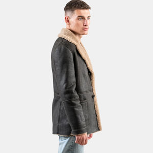 Men's Premium Quality Leather Bomber <b>Jacket</b> with Stand Collar & Front Logo Custom Colors & Sizes Waterproof Winter Best Sale - Product Image 2