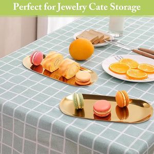 Golden Trinket Trays Stainless Steels, 23x9cm | Jewelry Organizer TraysNeat Storage for Rings and Toiletries - Product Image 6