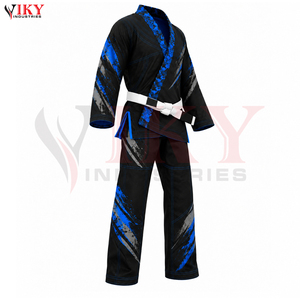 Conjunto de Uniforme de Jiu Jitsu Sublimado Personalizado en Negro y Azul, Tejido de Perlas de Alta Resistencia, con Costuras en Contraste, Equipo de Artes Marciales - Product Image 2