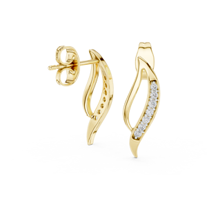 Juego de pendientes minimalistas con diamantes cultivados en laboratorio, en oro amarillo macizo de 18 quilates, para compromiso, boda, fiesta, regalo de San Valentín, uso diario para mujeres. - Product Image 4