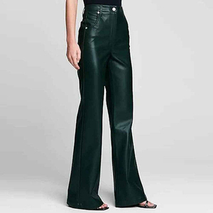 Tendance 2025 - Pantalons en cuir pour femmes, taille haute, coupe régulière, logo personnalisé OEM disponible, bonne qualité, prix raisonnable, streetwear, hiver - Product Image 2