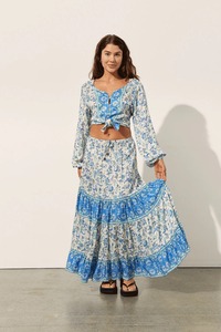 Women Floral Printed Polyester Top and <b>Long</b> <b>Skirt</b> Manufacturer - Product Image 3