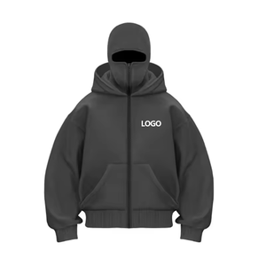 Sweat-shirt d'hiver unisexe personnalisé, écologique, numérique, épais, surdimensionné, à double capuche zippée, avec cagoule ninja intégrée - Product Image 3