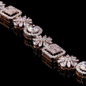 Luxury Halo Diamond Floral <b>Bracelet</b> Round Cut Lab Grown Diamonds 925 Sterling <b>Silver</b> 10K 14K 18K <b>Solid</b> Gold Fine Jewelry - Product Image 1