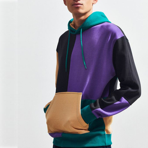 <b>Men</b> Color Block <b>Pullover</b> Hoodie Custom Fleece Kangaroo Pocket Casual Streetwear Sweatshirt <b>Men</b> Oversized Fleece <b>Pullover</b> - Product Image 1