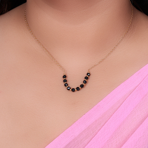 Handmade Glass Beaded Gold Plating Chain Black Stone <b>Bead</b> <b>Necklace</b> for Women Minimalist Fashion Jewelry Anniversary <b>Necklace</b> - Product Image 2