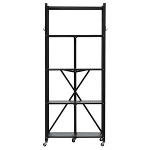 Scaffale Pieghevole a 5 Ripiani 28L X 13P X 66H Pollici, Nessun Montaggio Richiesto, 5 Ruote, Scaffalatura in Metallo Pieghevole per Garage - Product Image 1