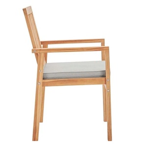 Silla de Jardín de Teca Sólida con Respaldo de Listones, Reposabrazos Rectos y Asiento Acolchado, Muebles de Comedor para Patio Exterior - Product Image 3