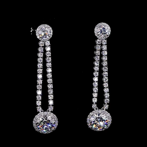 Boucles d'oreilles pendantes halo en or 14 carats avec diamants de laboratoire jaunes vifs fantaisie multi-formes 3 carats, bijoux élégants et tendance pour femmes, parfaits pour les mariages - Product Image 1