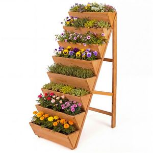 Support de jardinière en bois de sapin à 8 niveaux, 40'' x 24'' x 59'', jardinière verticale surélevée pour légumes, herbes et fleurs - Product Image 1