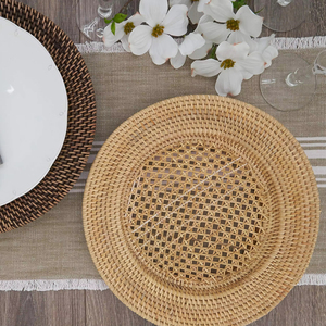 จานรองแก้วหวายสไตล์ชนบท ขนาด 33 นิ้ว งานแฮนด์เมด ผลิตในเวียดนาม ของตกแต่ง DIY สำหรับโรงแรม บ้าน ครัว ราคาขายส่งที่ดีที่สุด - Product Image 5
