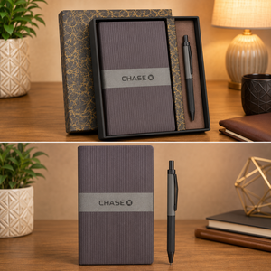 Set de Regalo Empresarial Promocional con Personalización de Logotipo, Cuaderno de Cuero PU Acanalado, Bolígrafo, Tarjetero, Llavero de Oficina - Product Image 2