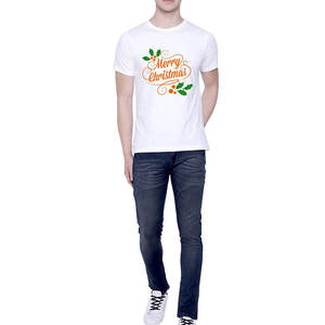 Merry Gamecocks <b>Christmas</b> Solid <b>Men's</b> Regular Sleeve O-Neck Casual Breathable Heat-Transfer Printed Knitted Fabric 100% Cotton - Product Image 4