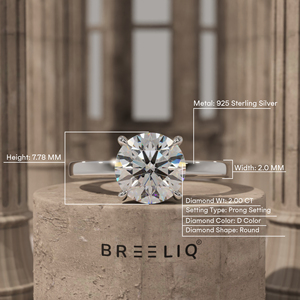Anillo de Compromiso con Diamante Redondo de 2 Quilates, 6 Puntas, Oro Blanco de 14K, Anillo de Novia Clásico, Joyería Personalizada OEM - Product Image 2