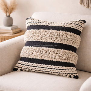 Funda de Cojín Boho de Algodón con Detalle de Flecos, Cojín Decorativo Texturizado Tejido con Borlas para el Hogar Bohemio - Product Image 2
