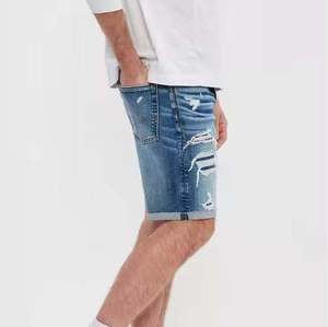 Shorts en jean délavé pour homme, coupe droite, taille mi-haute, décontracté, hiver, en tissu tricoté polyester/coton, avec poches - Product Image 4