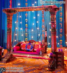 Jhula Dorada para Escenario de Mehndi, Decoración Vibrante para Escenario de Boda, Decoración de Boda India Gujarati, Columpio para Boda, EE. UU. - Product Image 6