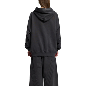 ผู้ผลิตขายดีที่สุด เสื้อผ้าสีพื้น 400 แกรม ผ้าฝ้าย 100% เสื้อผู้หญิงทรงหลวม ไหล่ตก ความยาวปกติ กระเป๋าหน้าระบายอากาศได้ดี - Product Image 3