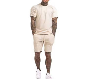 Ensemble short et t-shirt col rond pour homme, en coton 100% écologique, léger, 250g, avec impression numérique et broderie - Product Image 2