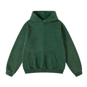 เสื้อฮู้ดสีเขียวสำหรับผู้ชาย ทรงปกติ สวมใส่สบาย ผ้าถักเนื้อนุ่ม 100% คอตตอน เฟรนช์เทอร์รี่ สีพื้น เหมาะสำหรับใส่ในฤดูใบไม้ร่วง - Product Image 2
