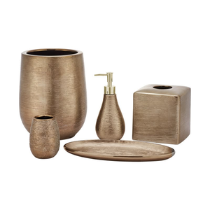 Premium Metcraft <b>Brushed</b> Antique Gold Steel Bathroom Counter Collection Fine Linear Texture Elegant Chamfered Edges Easy Set - Product Image 3