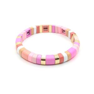 Geometric Bohemian Beaded Bracelet Acrylic Resin Gold Plated Casual Sporty Unisex Bangle Multicolor Stackable Gift Jewelry - Product Image 4