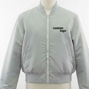 Chaqueta Bomber para Hombre Personalizada al por Mayor, OEM/Personalización, Alta Calidad, Color Gris Claro, Estilo Urbano, Cortavientos, Personalizable por Delante - Product Image 6