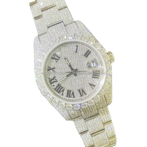 Montres à quartz Hip Hop pour hommes de haute qualité Rose Moissanite et VVS Clarity Diamonds Bracelet en cuir Prix bas - Product Image 1