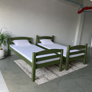 Lit superposé minimaliste vert olive personnalisable, meubles de chambre à coucher en bois sur mesure pour enfants - Product Image 6