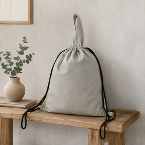 Recycled Cotton Melange <b>Drawstring</b> <b>Backpack</b> 38x42cm Custom Logo Gym Sack Eco Friendly Promotional Bag Wholesale OEM ODM Exporter - Product Image 6