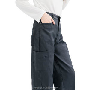 En stock 100% polyester femmes robes décontractées pantalons à jambes larges en relief Logo/motif taille moyenne fermeture éclair braguette coupe ample pour l'hiver - Product Image 4