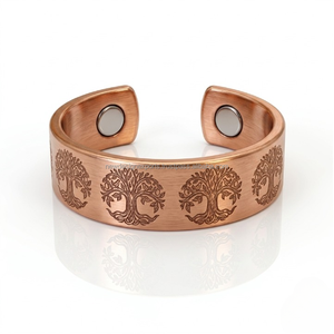 Anillo Premium de Cobre Puro Árbol de la Vida • Banda Botánica Curativa Grabada de Lujo - Product Image 1