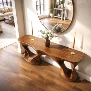 Table console en bois naturel 100% artisanale, design moderne, table d'entrée en pierre pour hôtel de luxe, villa, couloir, meubles - Product Image 3