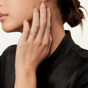 แหวนแต่งงานเพชรเพาะเลี้ยงทรงโค้งหลายแถวสีโรสโกลด์ - Product Image 3