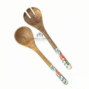 Ensaladera de Madera de Lujo Hecha a Mano con Cucharas para Servir |   Frutero Decorativo para Bodas, para Comedor y Cocina, Disponible en Stock - Product Image 4