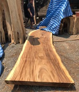 Tablas de Madera de Nogal y Roble con Borde Natural para Mesa de Comedor, Plegables, Modernas, con Patas de Hierro, Forma Rectangular - Product Image 5