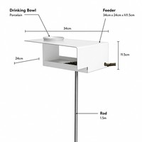 Mangeoire à oiseaux JH-Mech avec abreuvoir en porcelaine, mangeoire en aluminium thermolaqué sur support en acier inoxydable de 1,5 m