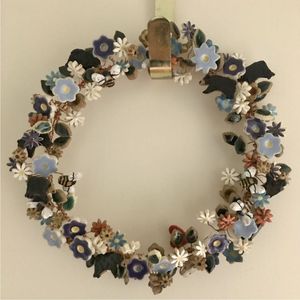 Multicolor Enamel Floral Heart Wreath <b>Wall</b> Hanging Decorative Metal Flower Garland for Outdoor Garden Living Room <b>Wall</b> Decor - Product Image 3