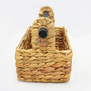 Boîte à mouchoirs en jacinthe d'eau avec poignée en bois noir, nouveau design, vente chaude - Product Image 4