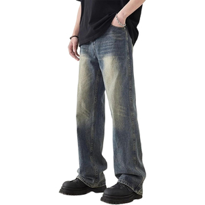 Jean baggy noir délavé pour homme, coupe large, style urbain streetwear, pantalon décontracté - Product Image 2