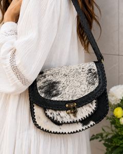 Sac à main en cuir de vachette véritable, sac bandoulière élégant, sac à bandoulière en cuir de vachette à poils, très tendance, pour femme, multi-usages - Product Image 2