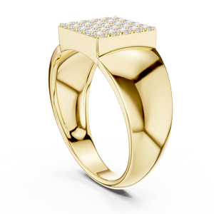 Anillo de Sello de Lujo para Hombre en Oro Amarillo de 18K con Diamantes Cultivados en Laboratorio, Corte Redondo en Racimo Cuadrado, 1 Quilate - Product Image 4