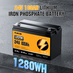 Rvpozwer 100AH 200AH 24V Solid State LiFePO4 Solar <b>Battery</b> for Marine 3-Year Warranty 4000-Cycle Life Model 1961 Operating Temp - Product Image 6
