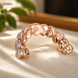 Grillz plaqué or rose avec moissanite taille brillant rond sertie en canal, pour un look glamour en soirée, unisexe - Product Image 3