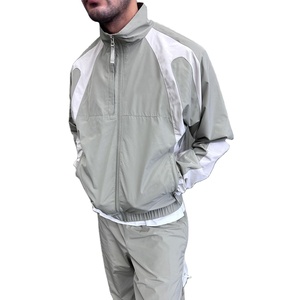 Conjunto de chándal personalizado, chaqueta con cremallera bordada, conjunto de chándal de nailon con bloque de color, chándal cortavientos, ropa deportiva, chándales para hombre - Product Image 1