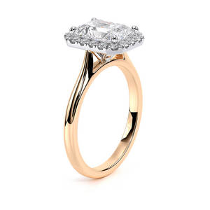 Bague de fiançailles halo en diamant de laboratoire taille radiant, pierre centrale 1,5 carat, certifiée IGI, plaqué rhodium 14 carats, luxe, anniversaire - Product Image 3