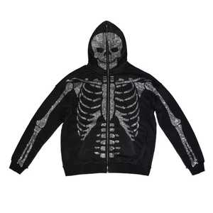 Sudadera con Capucha de Invierno Ecológica de Algodón 100% de Alta Calidad con Diseño de Calavera de Diamantes de Imitación, Ajuste Regular y Efecto Desgastado, Novedad 2026 - Product Image 2