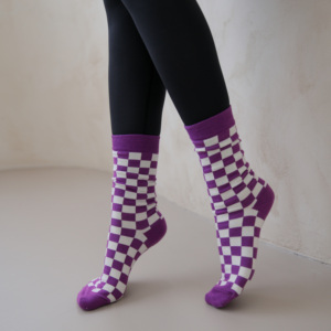 Calcetines a Cuadros para Mujer, Mezcla de Algodón, Transpirables, para Uso Diario, Estilo Primavera - Product Image 3